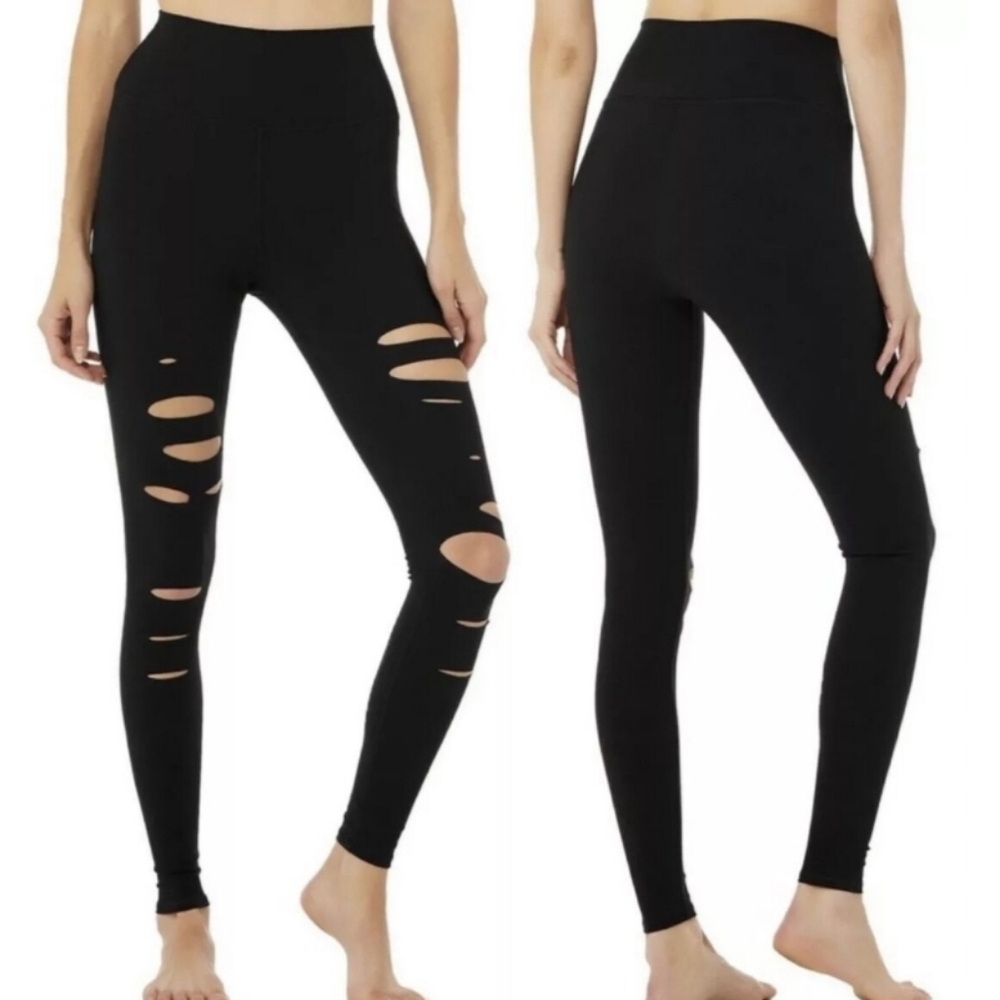 ALO Yoga Black Ripped Leggings